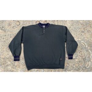 Vintage Russell Athletic Sweatshirt Mens XXL Green Henley Pullover Made USA 90s